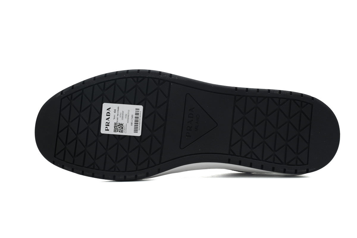 Prada Downtown Leather Low Sneakers "White/Black"-Classic Casual Shoes/Women's Shoe Sale / Men's Shoe Sale