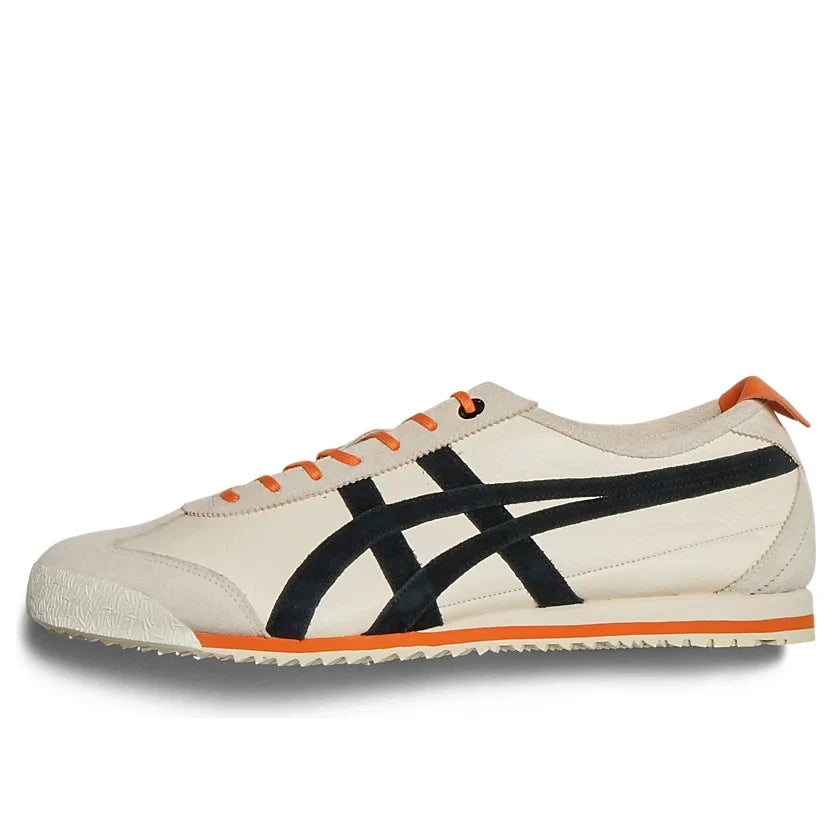 Onitsuka Tiger Mexico 66 "Cream Black Orange" Leather Sneakers- Women's Shoe Sale / Men's Shoe Sale