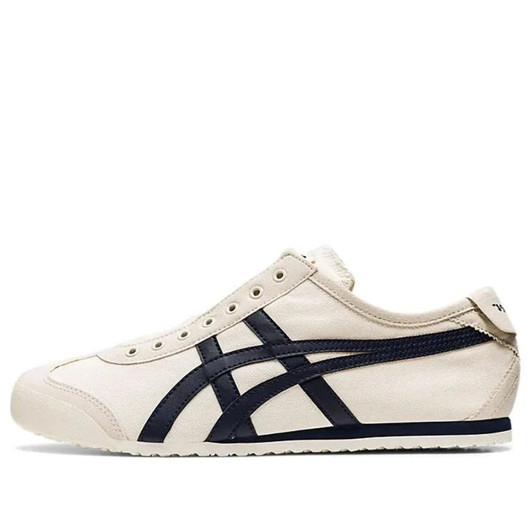 Onitsuka Tiger Mexico 66 Slip-On "Cream Navy" Canvas Sneakers- Women's Shoe Sale / Men's Shoe Sale