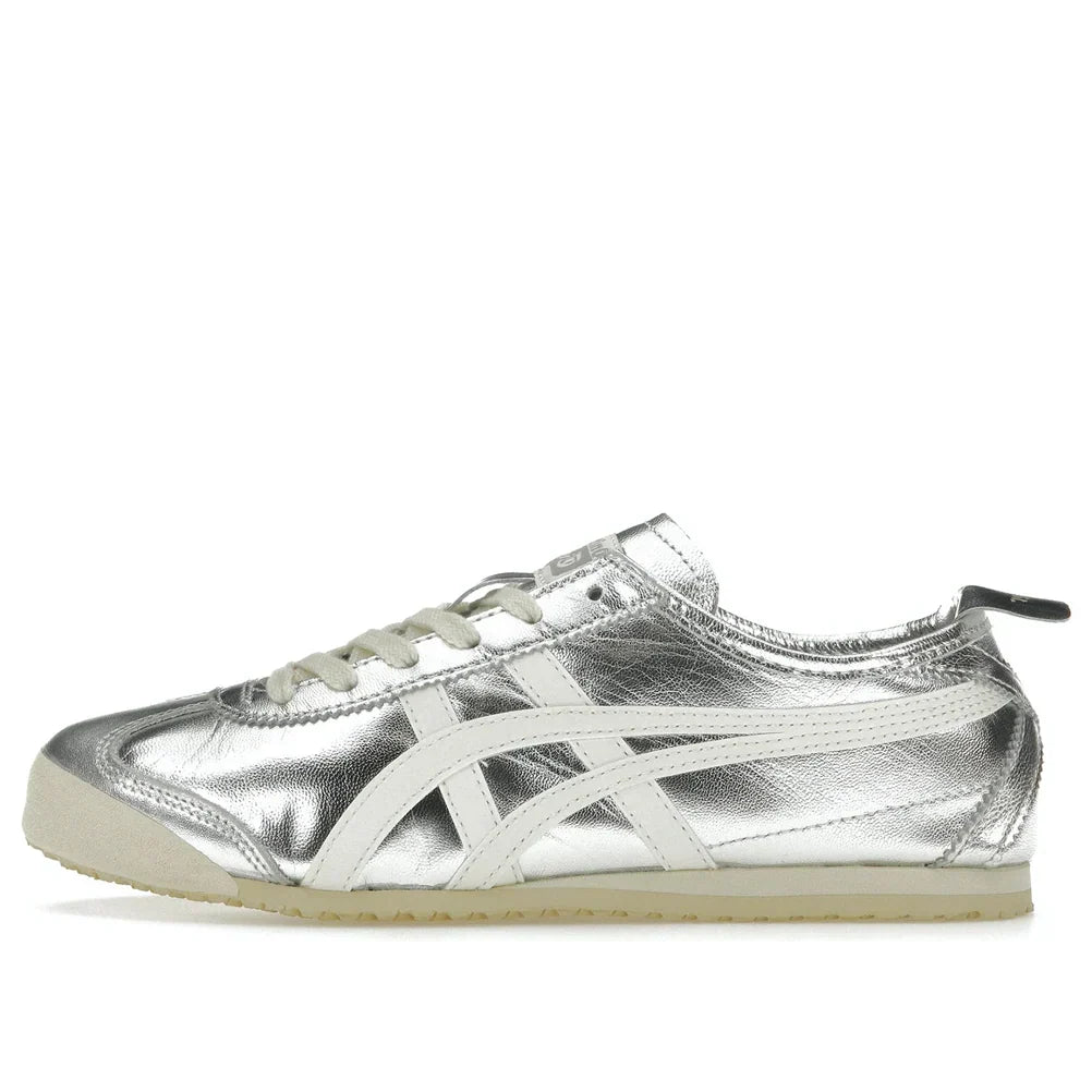 Onitsuka Tiger Mexico 66 "Silver Off White" Unisex Leather Sneakers- Women's Shoe Sale / Men's Shoe Sale