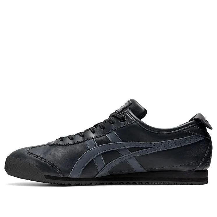 Onitsuka Tiger Mexico 66 "Black Dark Grey" Leather Sneakers- Women's Shoe Sale / Men's Shoe Sale
