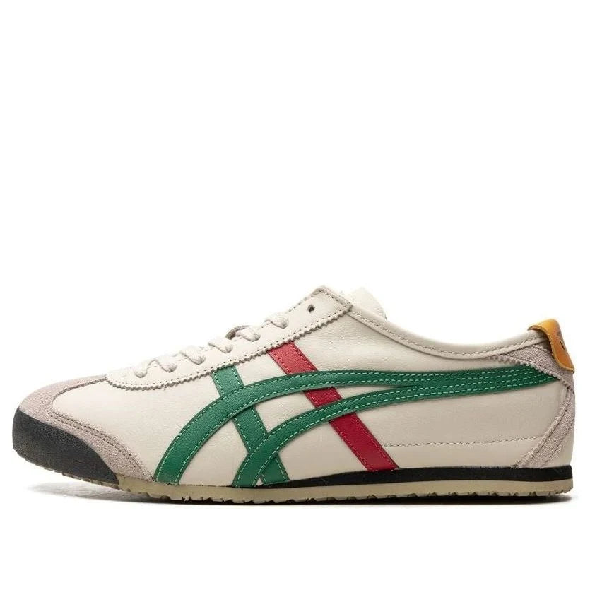 Onitsuka Tiger Mexico 66 "Cream Green Red" Leather Sneakers- Women's Shoe Sale / Men's Shoe Sale