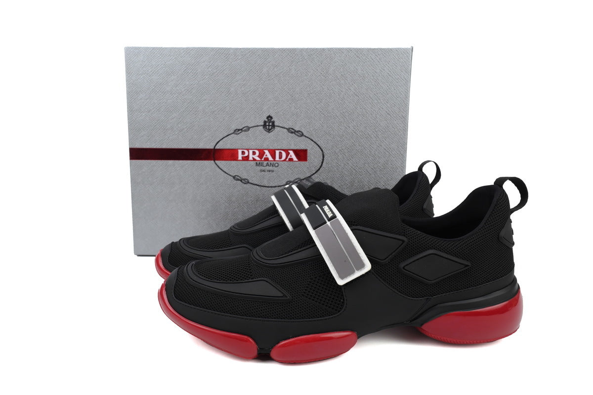 Prada Cloudbust Mesh Velcro Sneakers "Black/Red"-Classic Casual Shoes/Women's Shoe Sale / Men's Shoe Sale