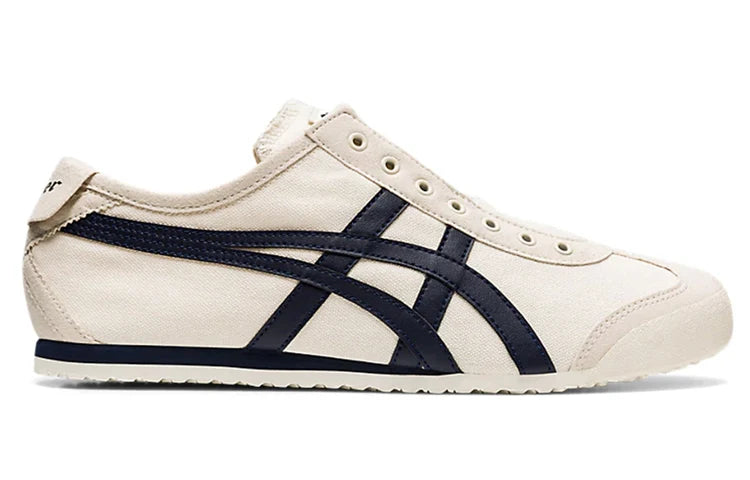 Onitsuka Tiger Mexico 66 Slip-On "Cream Navy" Canvas Sneakers- Women's Shoe Sale / Men's Shoe Sale