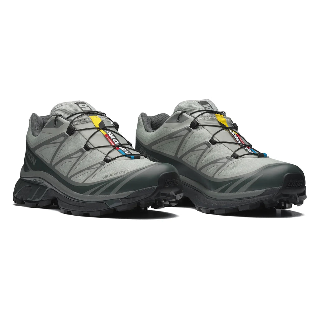 Salomon XT-6 GTX Trail Running Shoes "Light Grey Dark Green"- outdoor hiking shoes/Women's Shoe Sale / Men's Shoe Sale