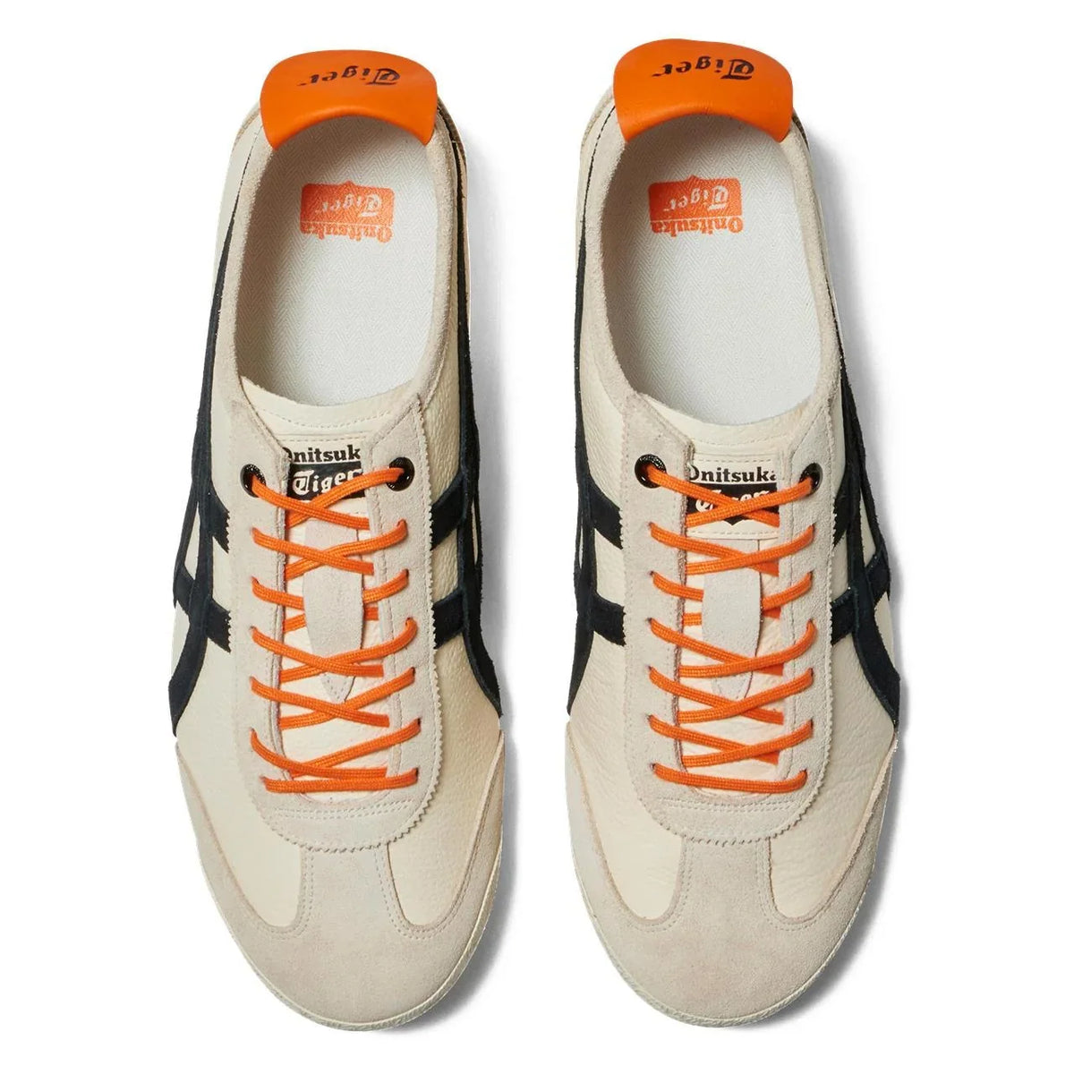 Onitsuka Tiger Mexico 66 "Cream Black Orange" Leather Sneakers- Women's Shoe Sale / Men's Shoe Sale