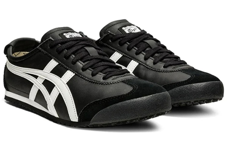 Onitsuka Tiger Mexico 66 "Black White" Unisex Leather Sneakers- Women's Shoe Sale / Men's Shoe Sale
