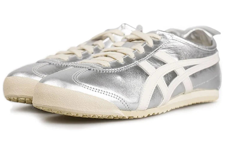 Onitsuka Tiger Mexico 66 "Silver Off White" Unisex Leather Sneakers- Women's Shoe Sale / Men's Shoe Sale