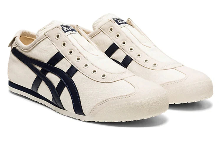 Onitsuka Tiger Mexico 66 Slip-On "Cream Navy" Canvas Sneakers- Women's Shoe Sale / Men's Shoe Sale