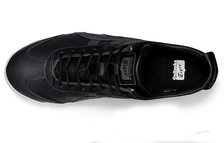 Onitsuka Tiger Mexico 66 "Black Dark Grey" Leather Sneakers- Women's Shoe Sale / Men's Shoe Sale