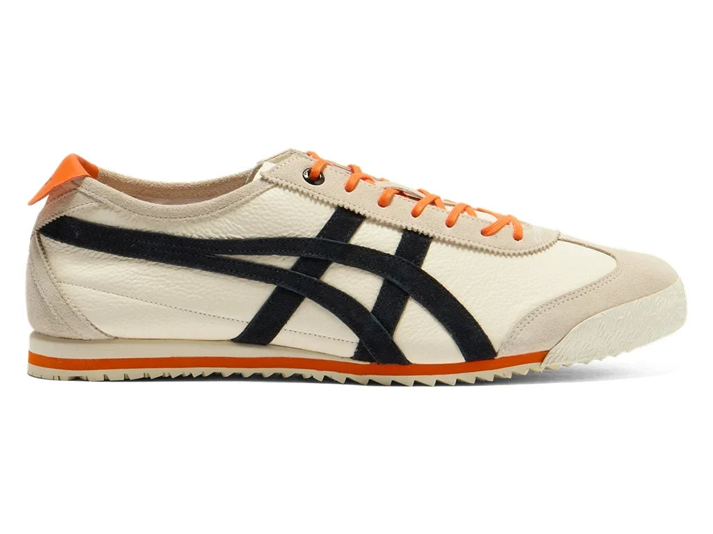Onitsuka Tiger Mexico 66 "Cream Black Orange" Leather Sneakers- Women's Shoe Sale / Men's Shoe Sale