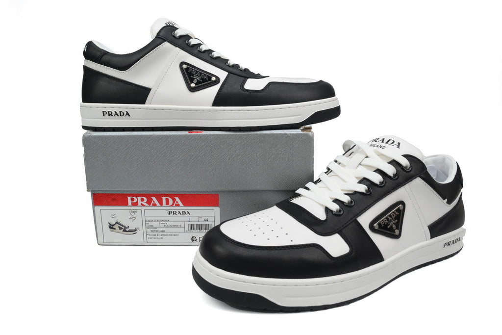 Prada Downtown Leather Low Sneakers "Black/White"-Classic Casual Shoes/Women's Shoe Sale / Men's Shoe Sale