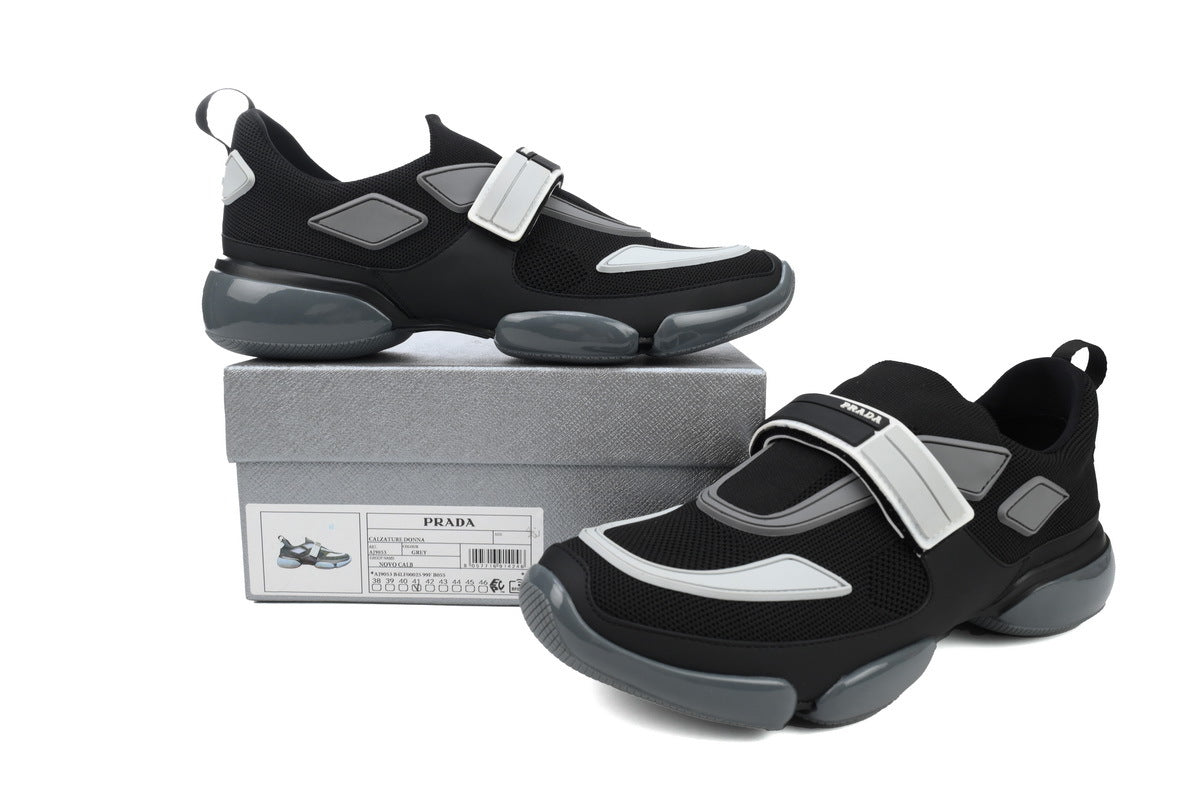 Prada Cloudbust Mesh Velcro Sneakers "Black/Grey"-Classic Casual Shoes/Women's Shoe Sale / Men's Shoe Sale