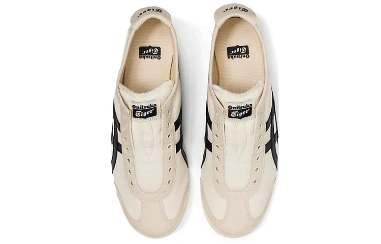 Onitsuka Tiger Mexico 66 Slip-On "Cream Navy" Canvas Sneakers- Women's Shoe Sale / Men's Shoe Sale