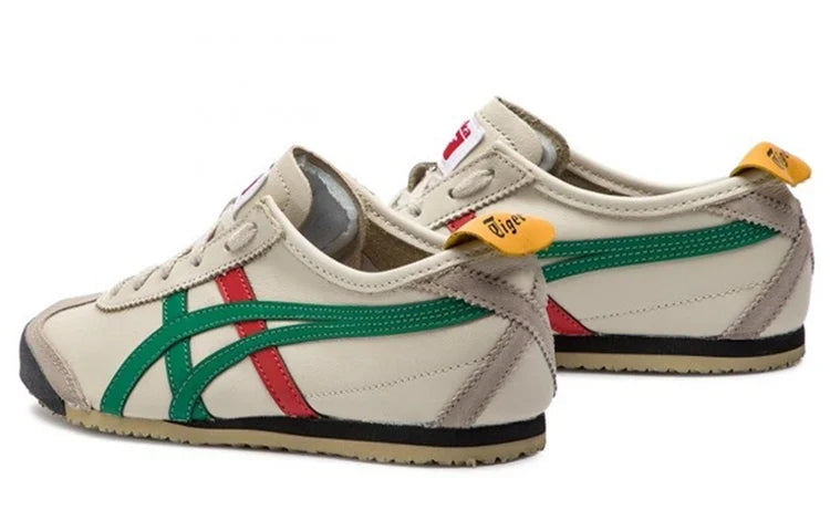 Onitsuka Tiger Mexico 66 "Cream Green Red" Leather Sneakers- Women's Shoe Sale / Men's Shoe Sale