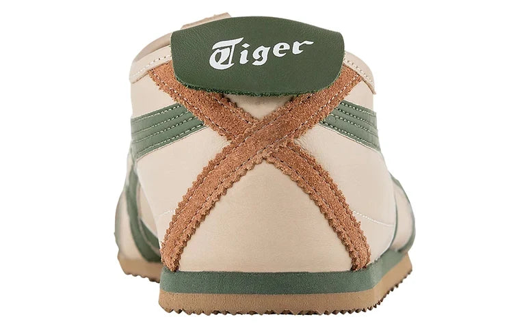 Onitsuka Tiger Mexico 66 "Beige Dark Green" Leather Sneakers- Women's Shoe Sale / Men's Shoe Sale