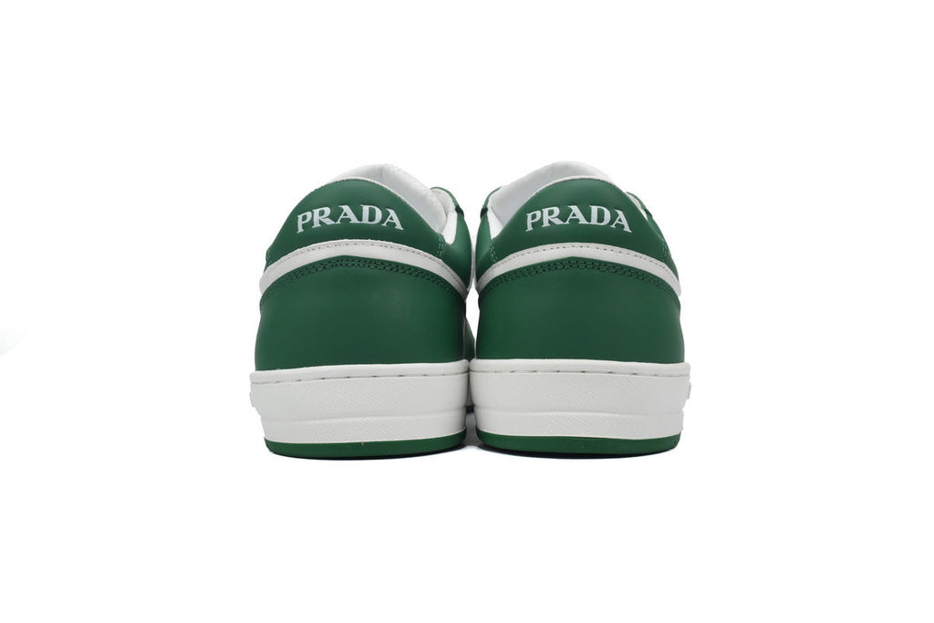 Prada Triangle Logo Leather Low Top Casual Sneakers "White Green"-Classic Casual Shoes/Women's Shoe Sale / Men's Shoe Sale