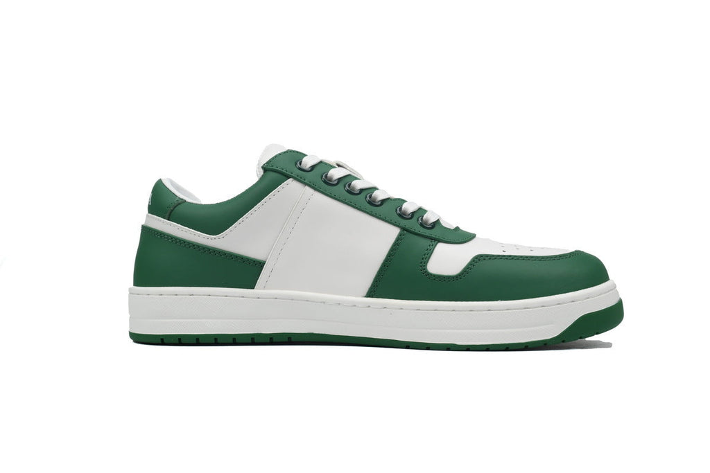 Prada Triangle Logo Leather Low Top Casual Sneakers "White Green"-Classic Casual Shoes/Women's Shoe Sale / Men's Shoe Sale