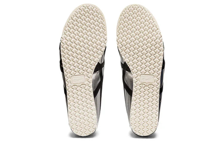 Onitsuka Tiger Mexico 66 "Silver Black" Metallic Leather Sneakers- Women's Shoe Sale / Men's Shoe Sale