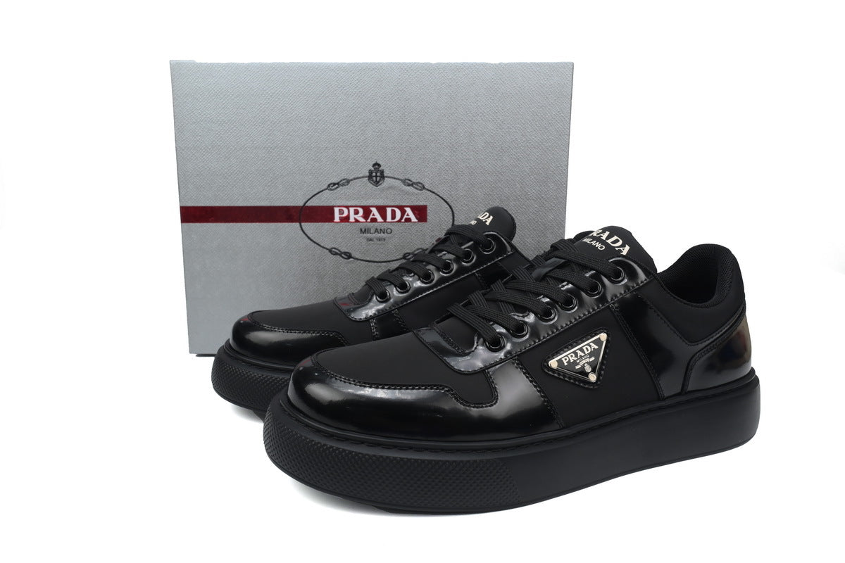 Prada Re-Nylon Brushed Leather Platform Sneakers "Black"-Classic Casual Shoes/Women's Shoe Sale / Men's Shoe Sale