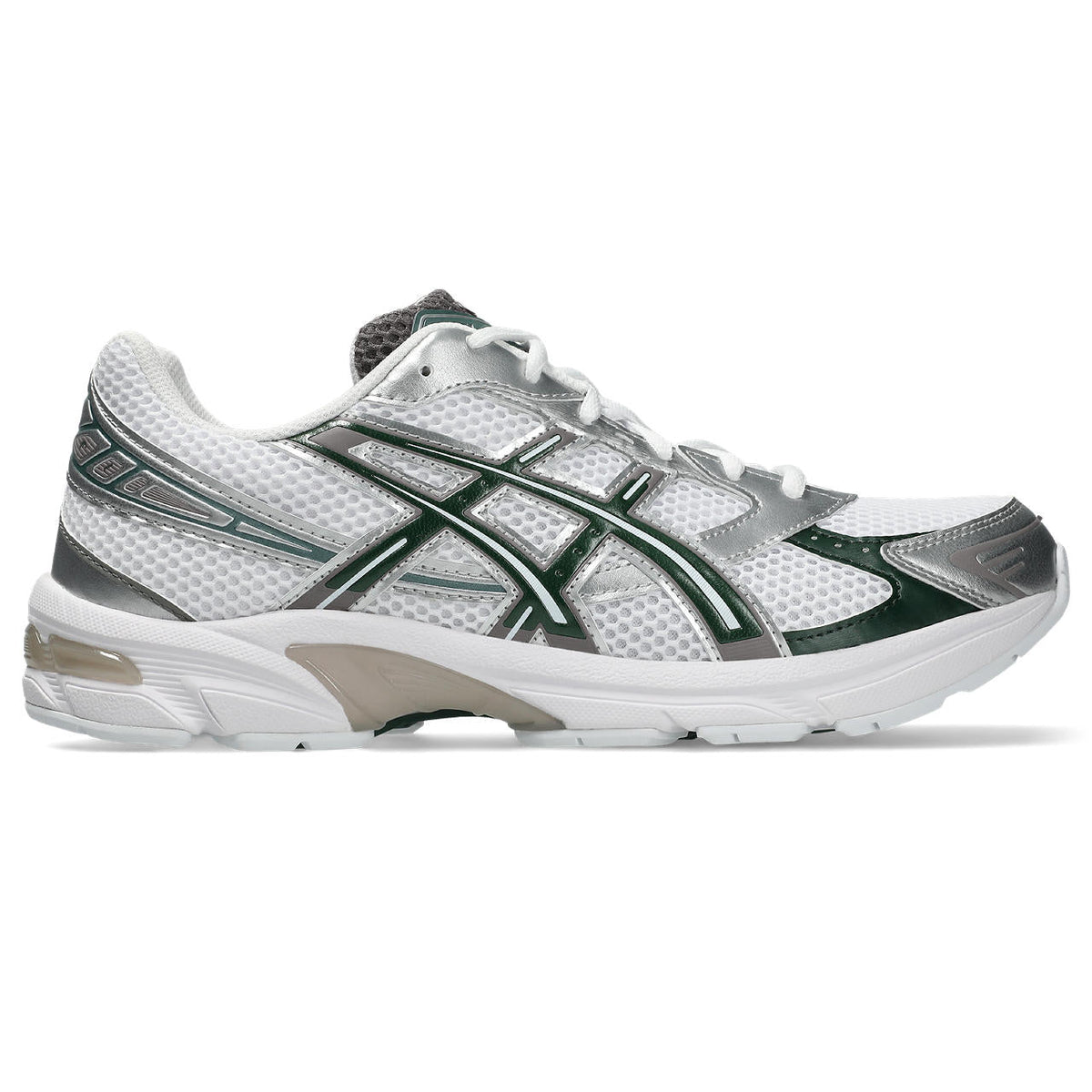 Asics womens shoes  neutral running shoes mens  sneakers Gel-1130 – White/Silver/Dark Green Sneaker
