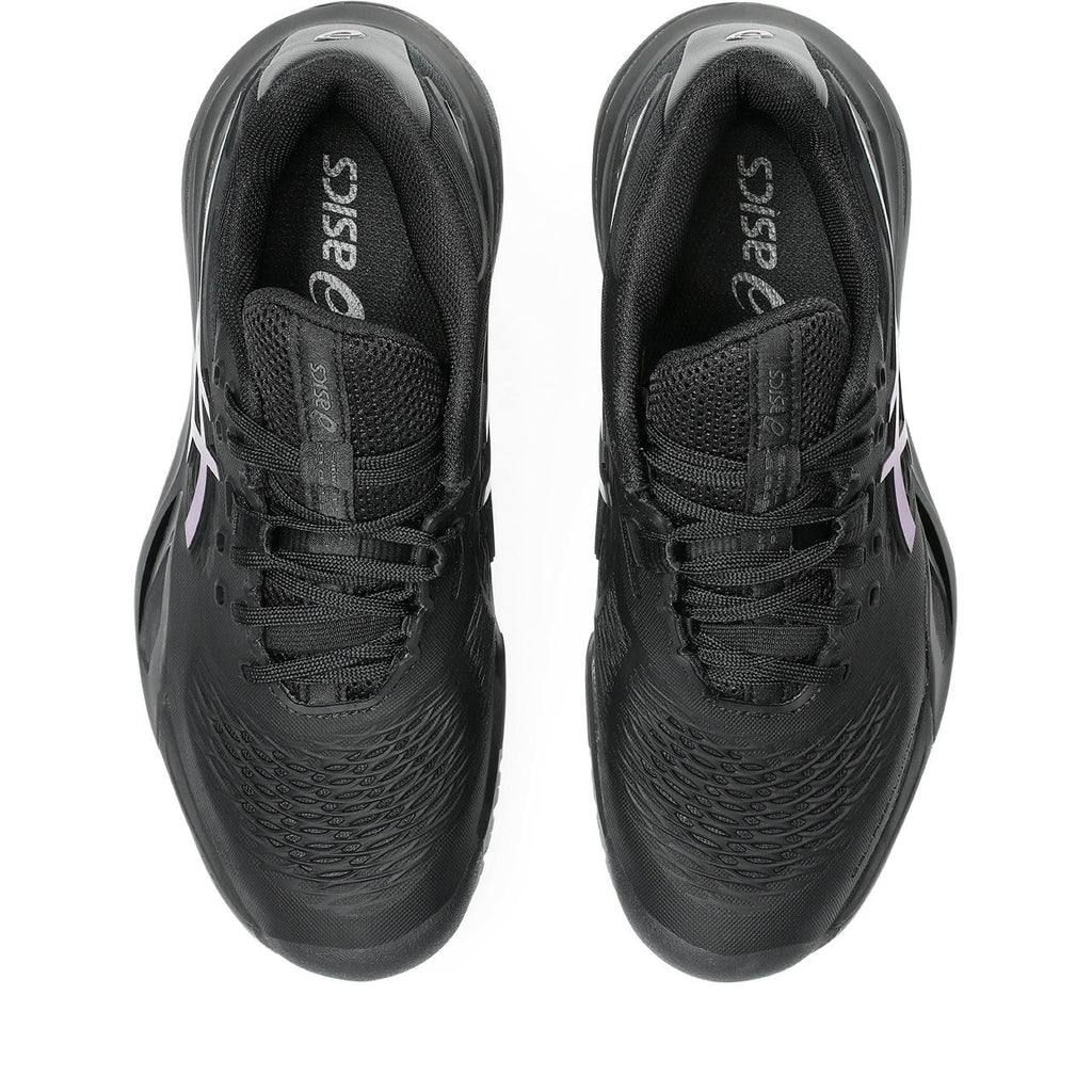 Asics womens shoes  neutral running shoes mens  sneakers Gel-Resolution – Black/Iridescent Blue Tennis Sneaker