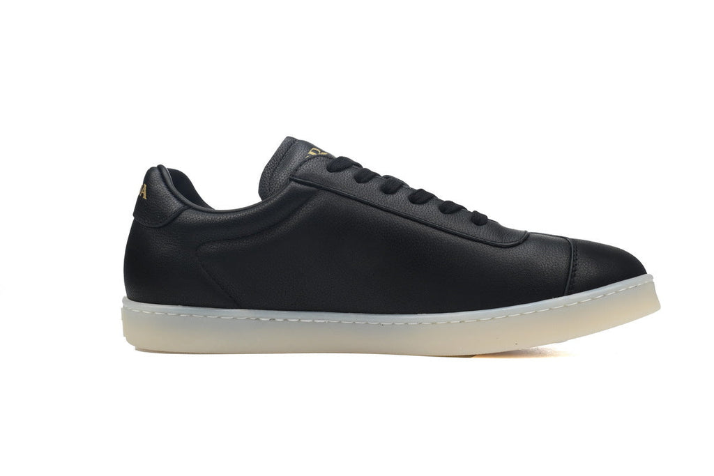Prada Triangle Logo Leather Men's Casual Sneakers "Black"-Classic Casual Shoes/Women's Shoe Sale / Men's Shoe Sale