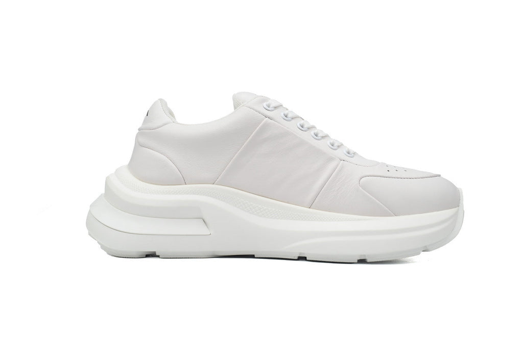 Prada Triangle Logo Leather Platform Sneakers "White"-Classic Casual Shoes/Women's Shoe Sale / Men's Shoe Sale