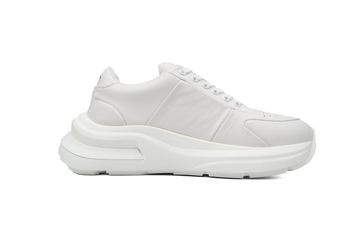Prada Triangle Logo Leather Platform Sneakers "White"-Classic Casual Shoes/Women's Shoe Sale / Men's Shoe Sale