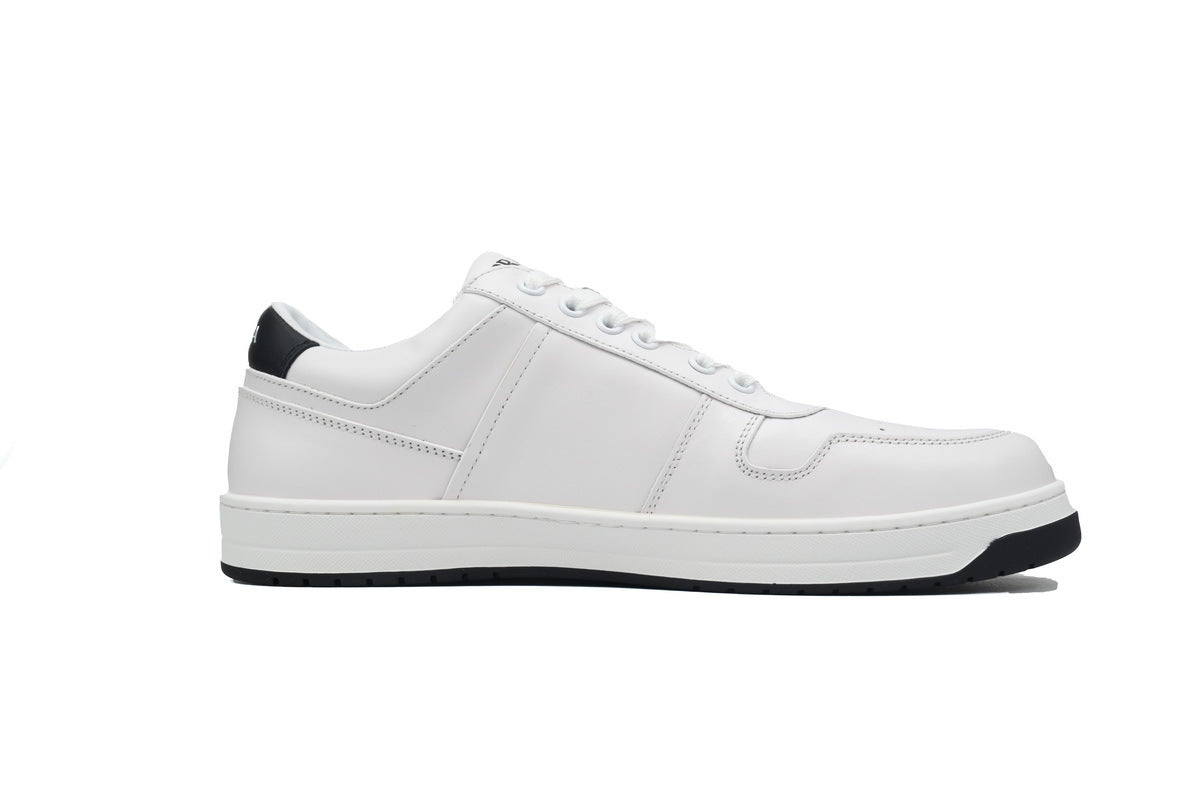 Prada Downtown Leather Low Sneakers "White/Black"-Classic Casual Shoes/Women's Shoe Sale / Men's Shoe Sale