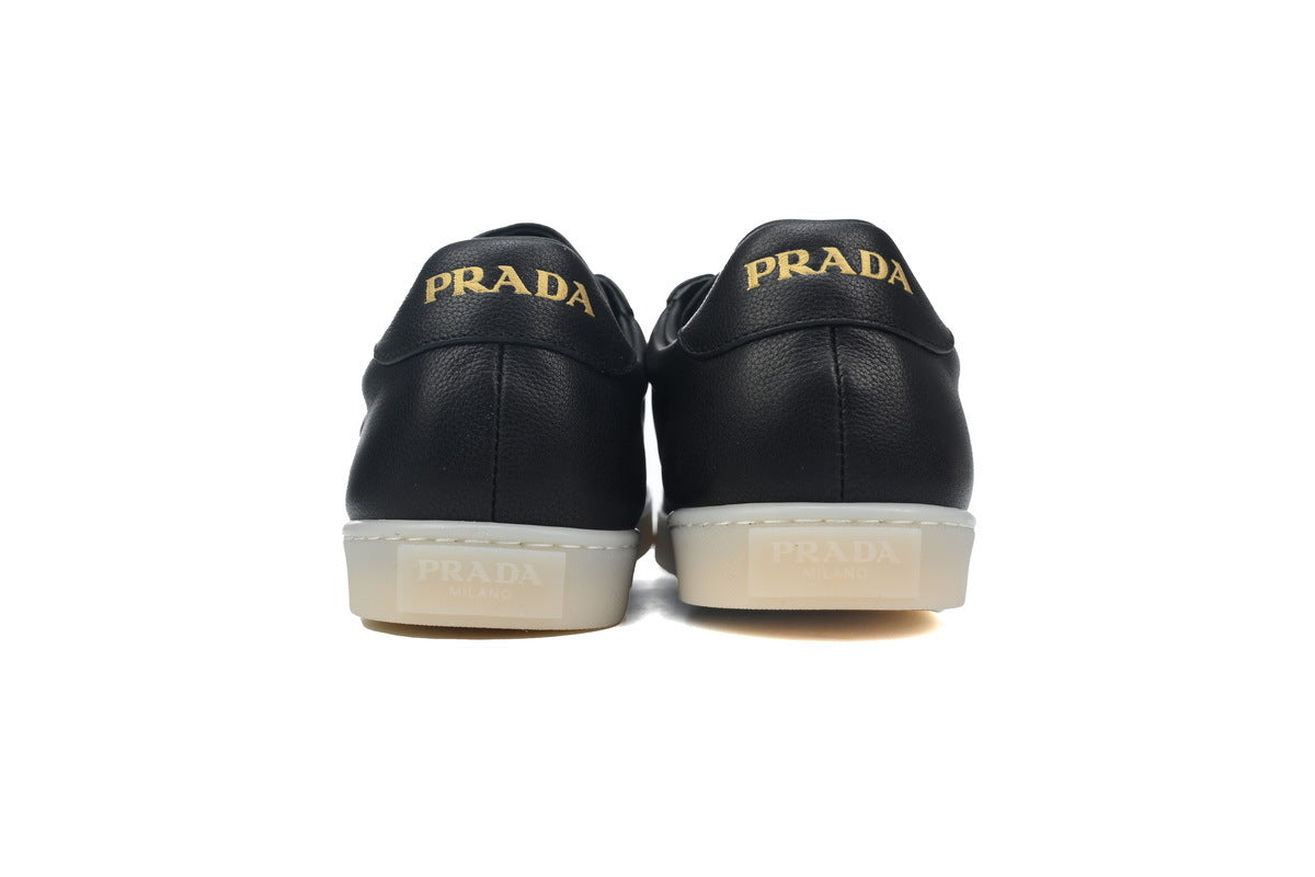 Prada Triangle Logo Leather Men's Casual Sneakers "Black"-Classic Casual Shoes/Women's Shoe Sale / Men's Shoe Sale
