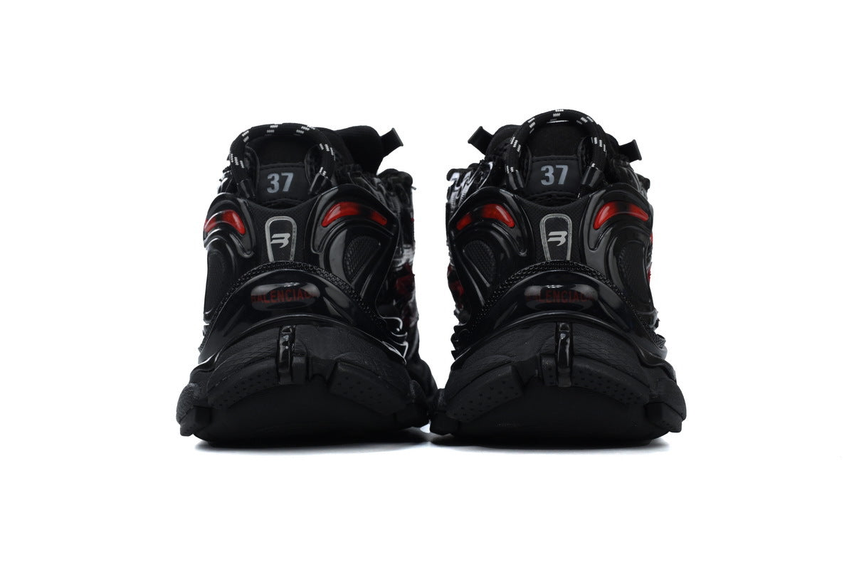 Balenciaga Runner Graffiti Sneakers "Black Red"-retro thick sole dad shoes，Women's Shoe Sale / Men's Shoe Sale