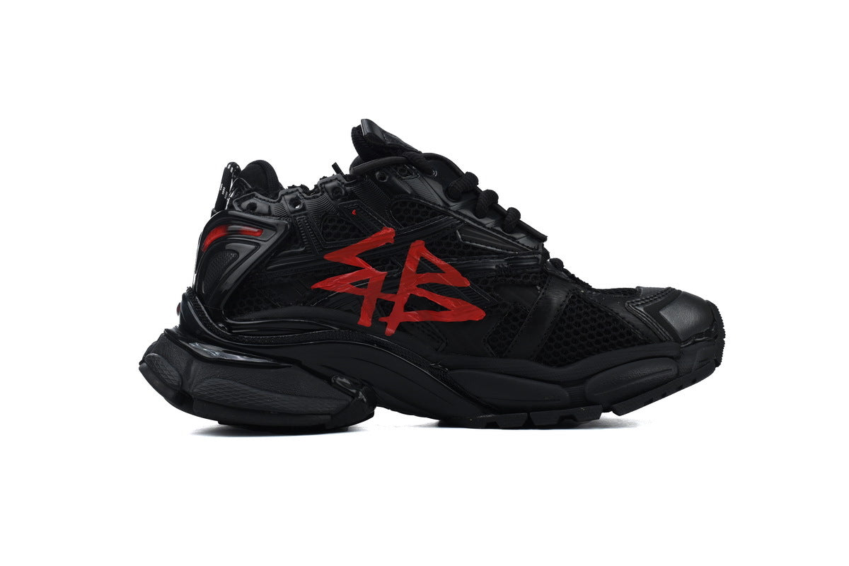 Balenciaga Runner Graffiti Sneakers "Black Red"-retro thick sole dad shoes，Women's Shoe Sale / Men's Shoe Sale