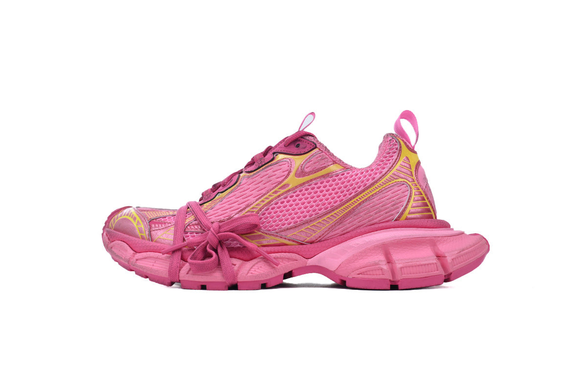Balenciaga 3XL Mesh Trainer Sneaker "Pink Yellow"-retro thick sole dad shoes，Women's Shoe Sale / Men's Shoe Sale