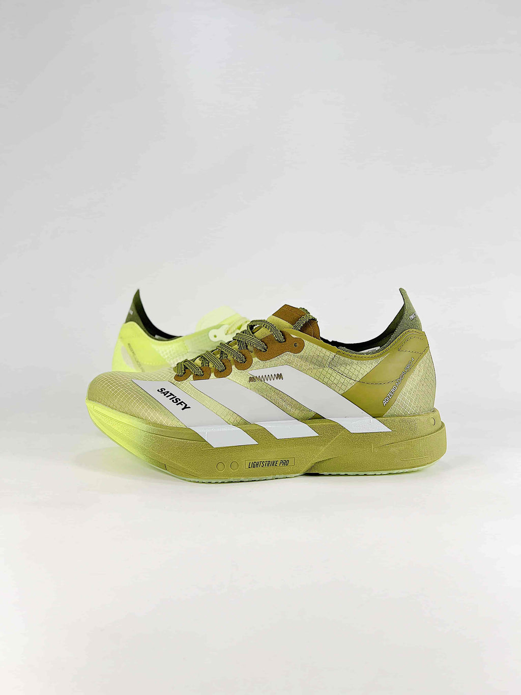 adidas Adizero Adios Pro 4 x Satisfy "Olive Lime"-Classic sneakers，Adidas Women's Shoe Sale / Men's Shoe Sale