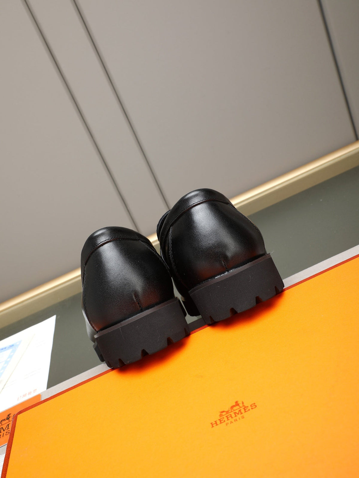 Hermès Trait Loafer "Black" Croc Embossed Leather Men Thick Sole Loafers