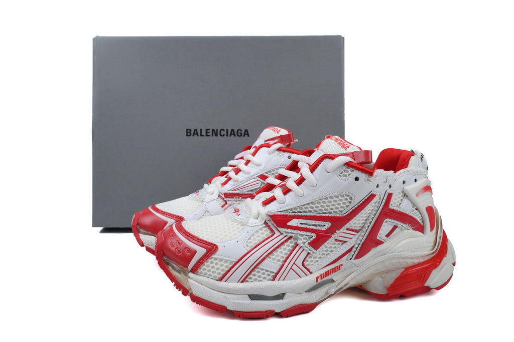 Balenciaga Runner Sneakers "White Red"-retro thick sole dad shoes，Women's Shoe Sale / Men's Shoe Sale