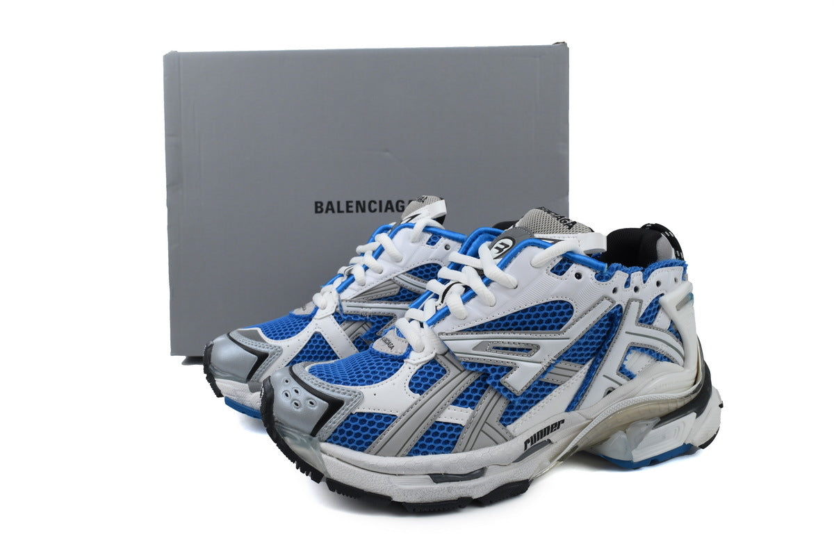 Balenciaga Runner Sneakers "Blue White"-retro thick sole dad shoes，Women's Shoe Sale / Men's Shoe Sale