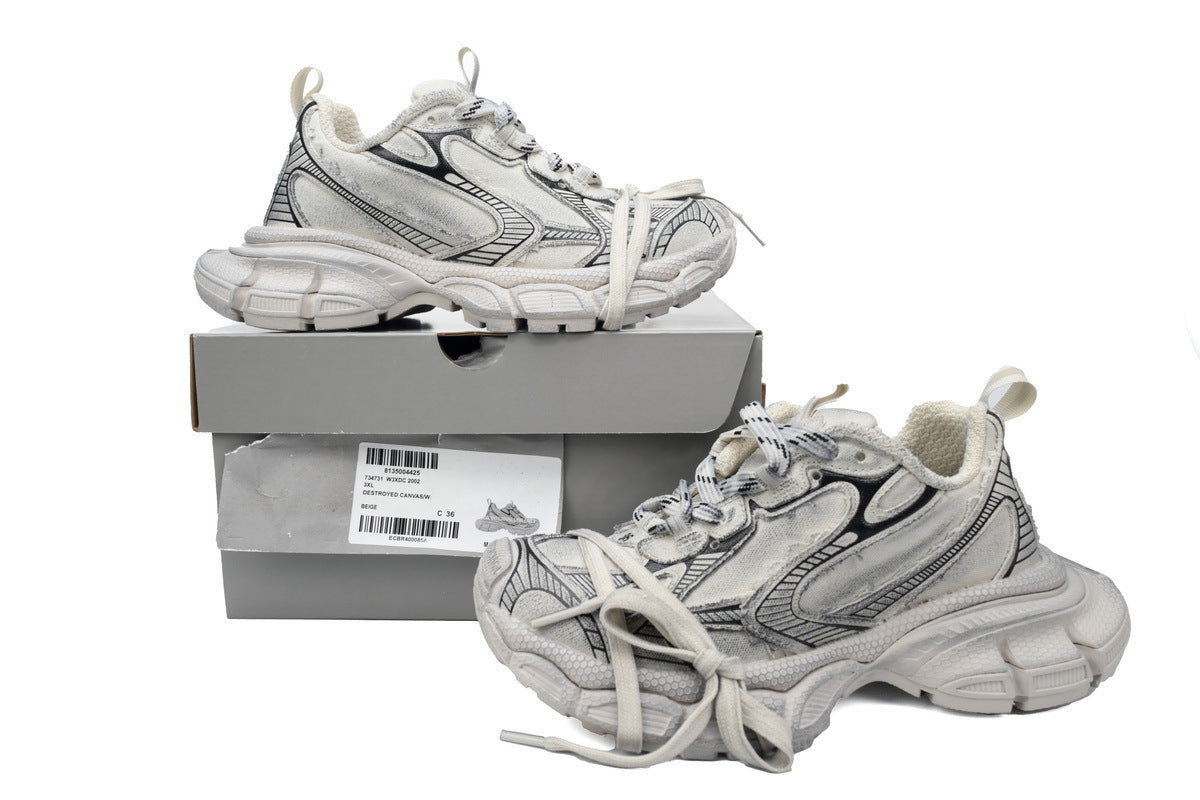 Balenciaga 3XL Sneaker "Beige Black"-retro thick sole dad shoes，Women's Shoe Sale / Men's Shoe Sale