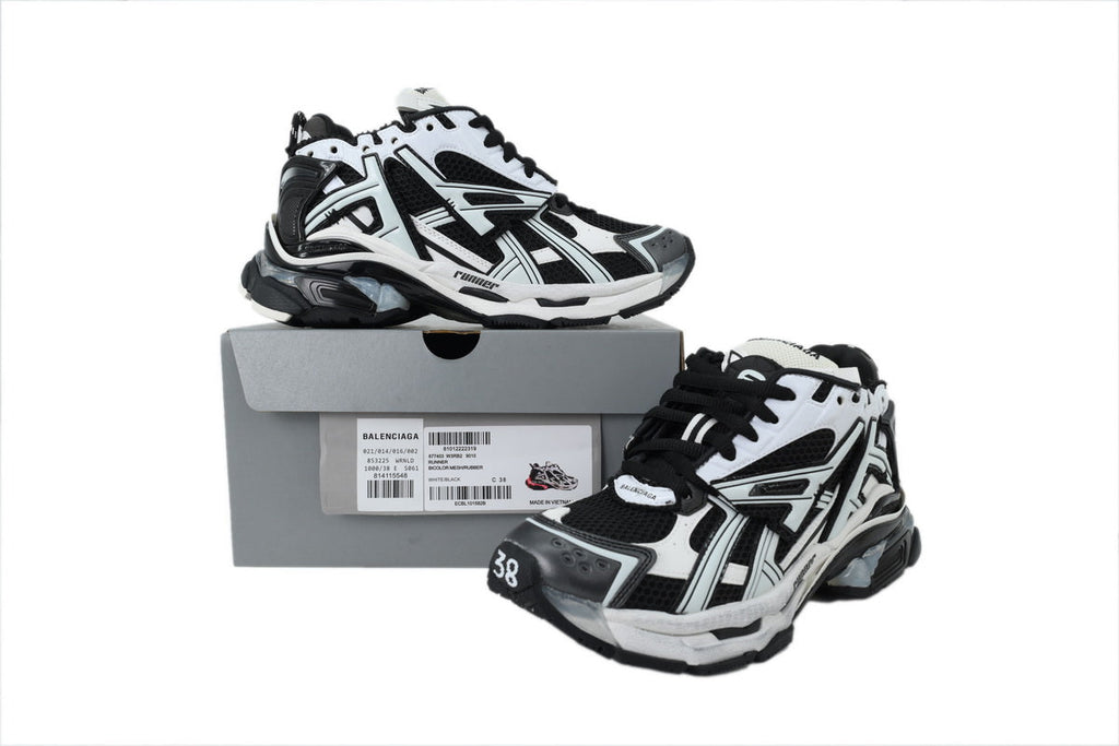 Balenciaga Runner Mid Sneakers Black White Mesh Chunky Mid Top Trainer