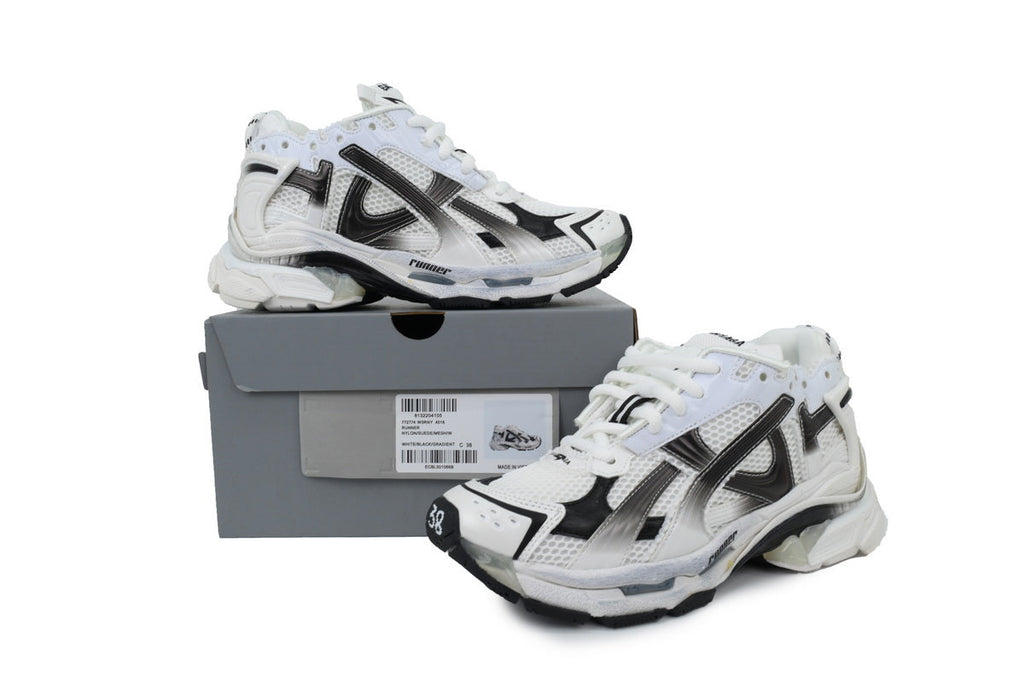 Balenciaga Runner Sneakers "White Black Gradient"-retro thick sole dad shoes，Women's Shoe Sale / Men's Shoe Sale