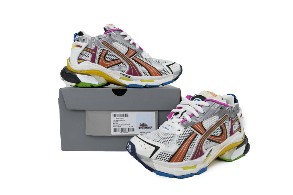 Balenciaga Runner Sneakers "Silver White Multicolor"-retro thick sole dad shoes，Women's Shoe Sale / Men's Shoe Sale