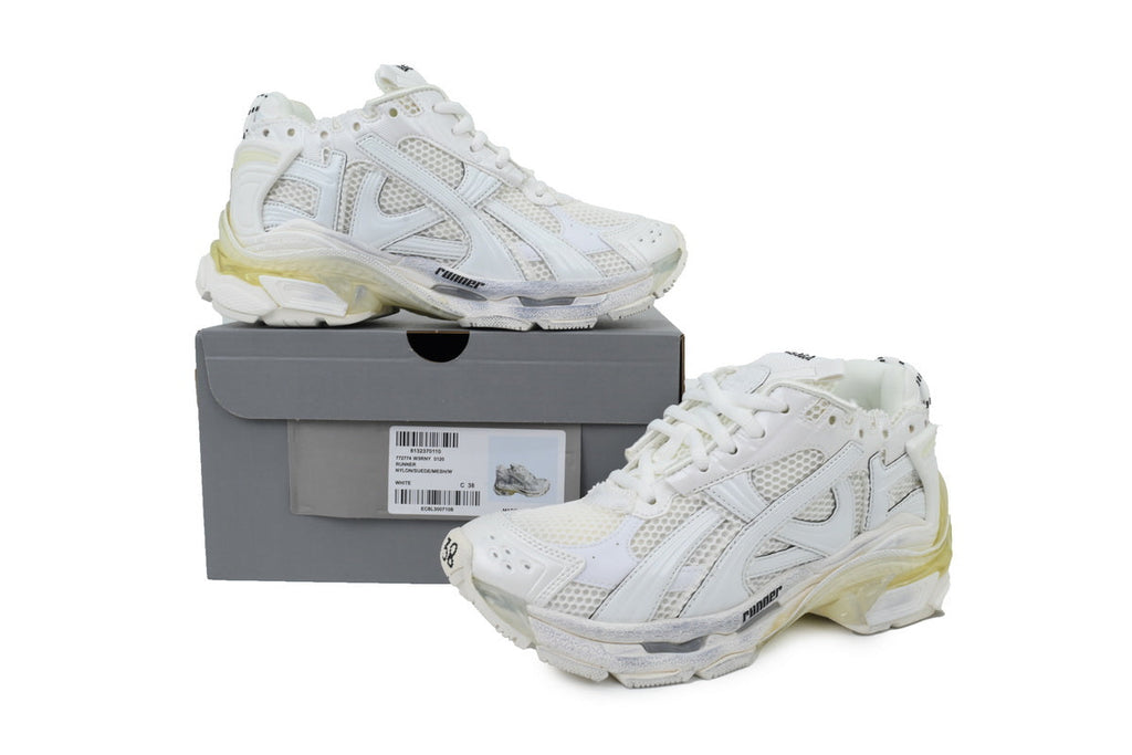 Balenciaga Runner Sneakers Men Women "White"-retro thick sole dad shoes，Women's Shoe Sale / Men's Shoe Sale