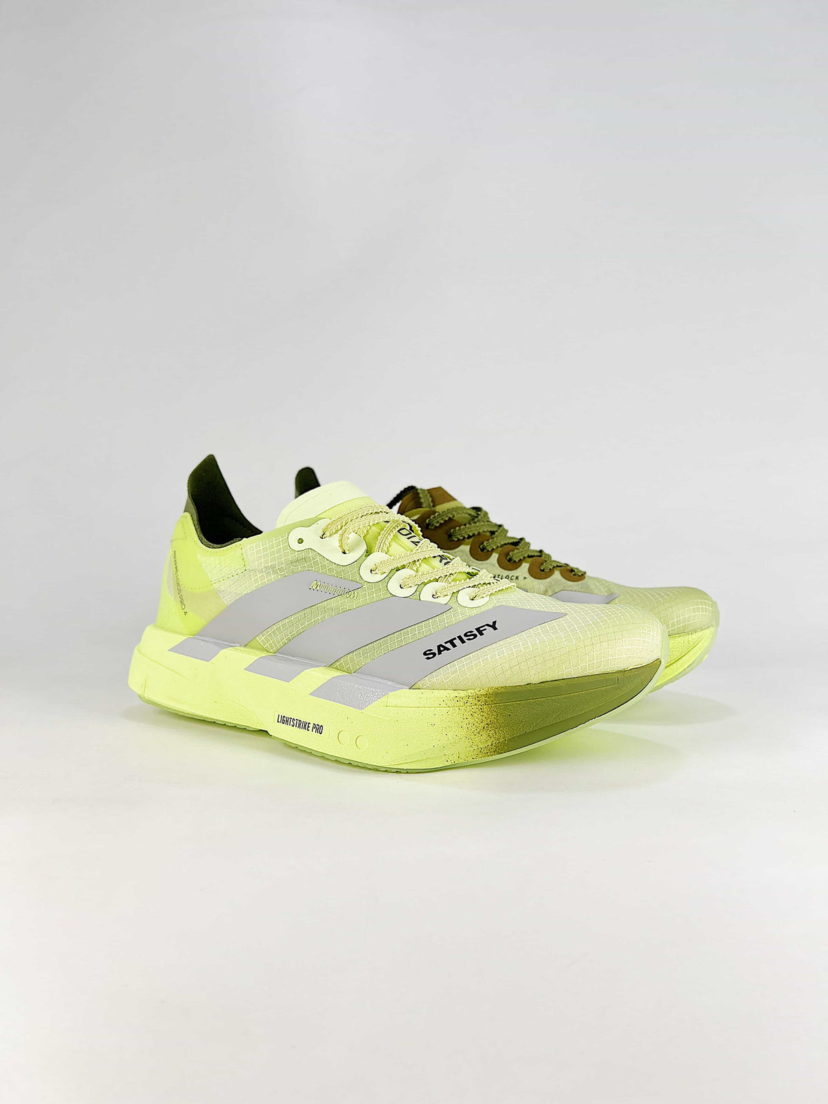 adidas Adizero Adios Pro 4 x Satisfy "Olive Lime"-Classic sneakers，Adidas Women's Shoe Sale / Men's Shoe Sale