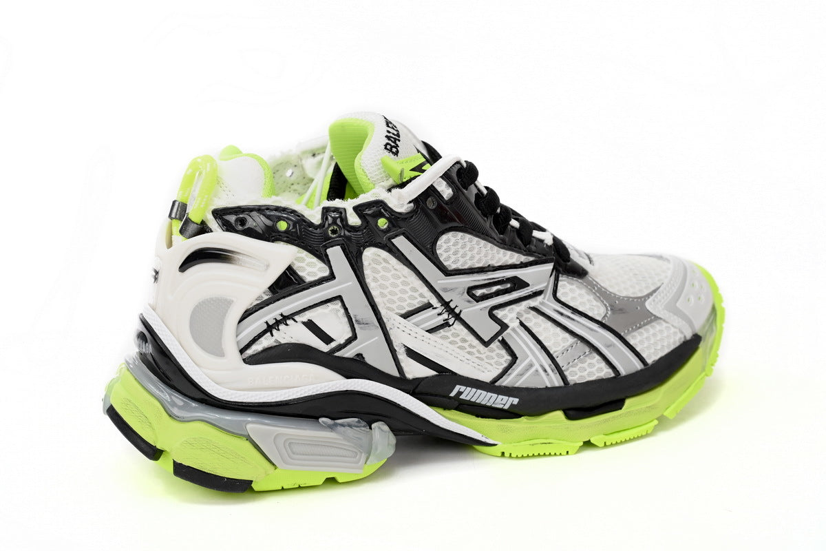 Balenciaga Runner Series Sneakers "White Fluorescent Green"-retro thick sole dad shoes，Women's Shoe Sale / Men's Shoe Sale