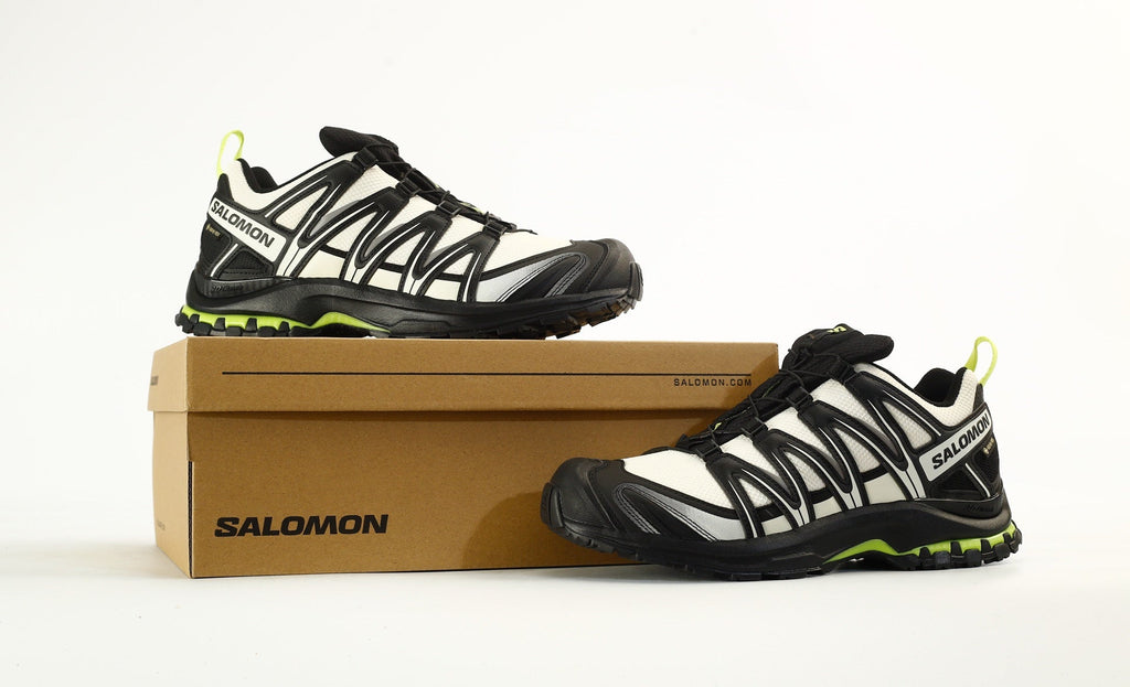 Salomon XA PRO 3D GTX "White Black Lime" Outdoor Hiking Trail Shoes- outdoor hiking shoes/Women's Shoe Sale / Men's Shoe Sale