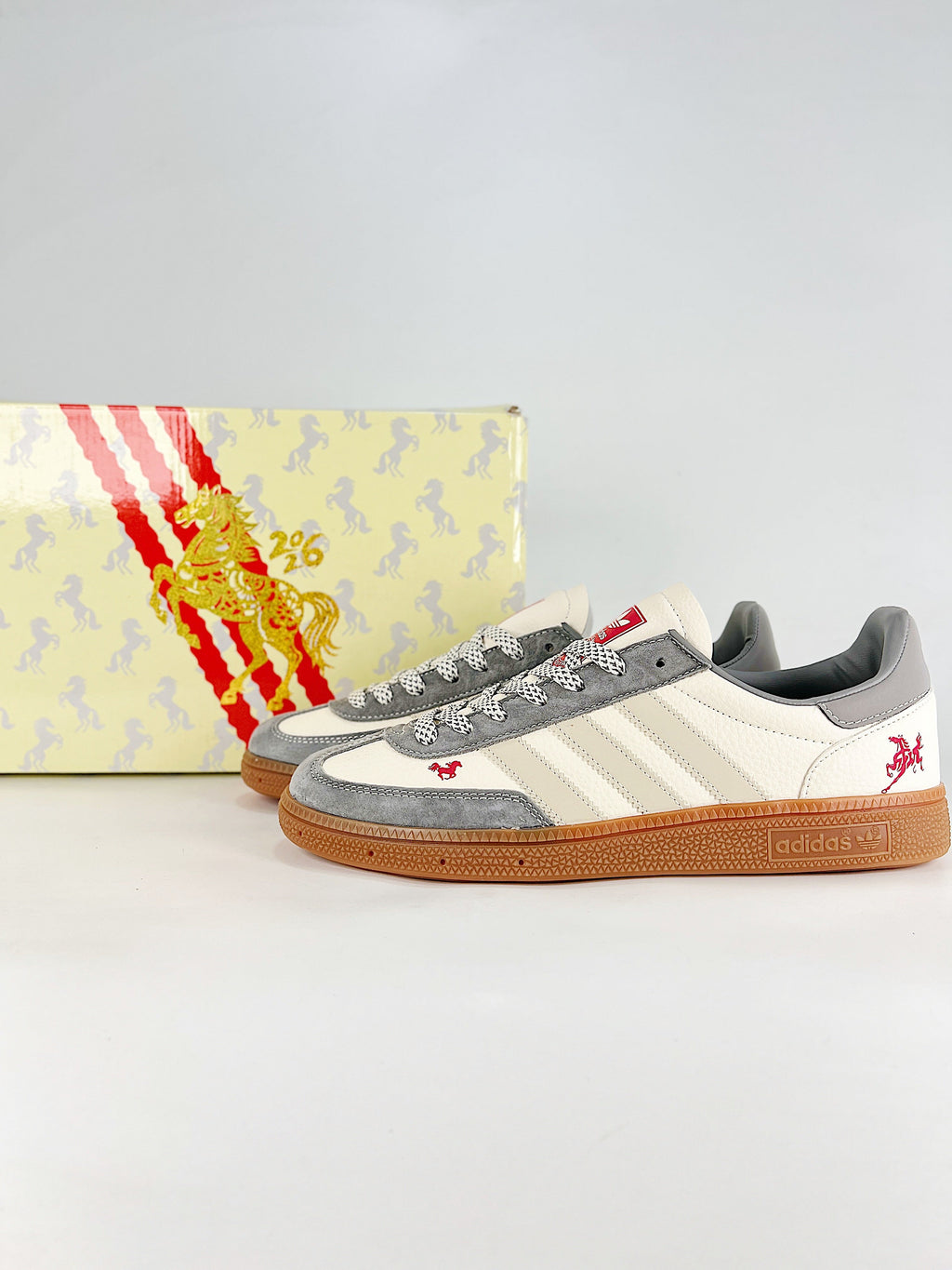 Adidas Handball Spezial Year of Horse "Cream White Grey"-Classic sneakers，Adidas Women's Shoe Sale / Men's Shoe Sale