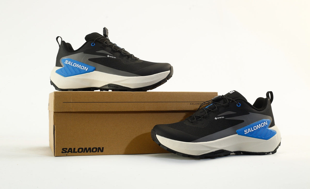 Salomon Genesis GTX Trail Running Shoes "Black White Blue"- outdoor hiking shoes/Women's Shoe Sale / Men's Shoe Sale