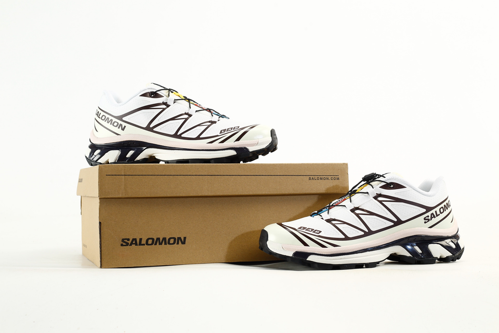 Salomon S-LAB XT-6 Trail Running Shoes "White Dark Brown"- outdoor hiking shoes/Women's Shoe Sale / Men's Shoe Sale